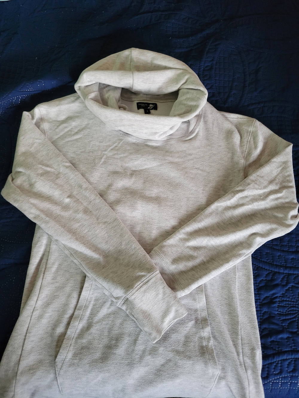 Light Gray Hooded Cowel Neck Pullover Sweatshirt